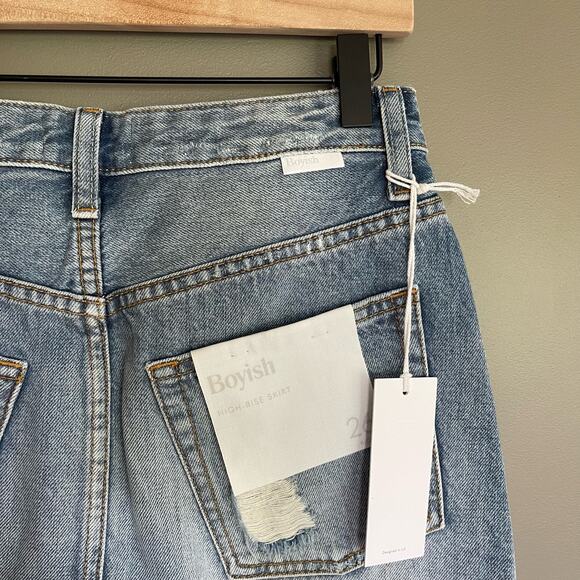 NWT‎ Boyish The Corey High Rise Rigid Denim Skirt in Dr. Strangelove Sz 26 Blue - Picture 13 of 16